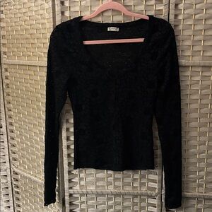 Free People Black Floral Lace Blouse